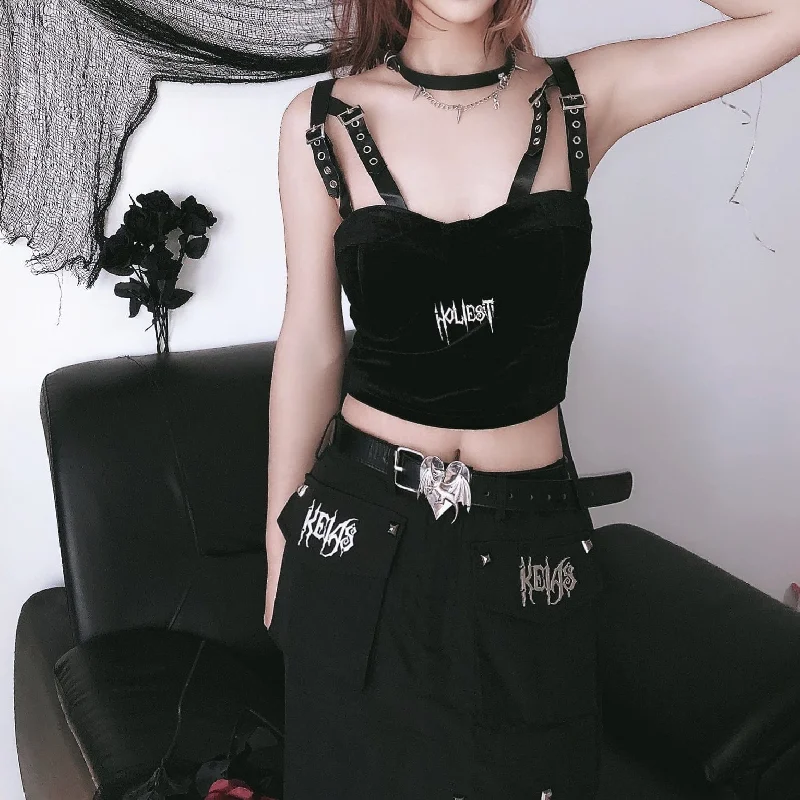 Women's Punk Buckle Eyelet Tank Top