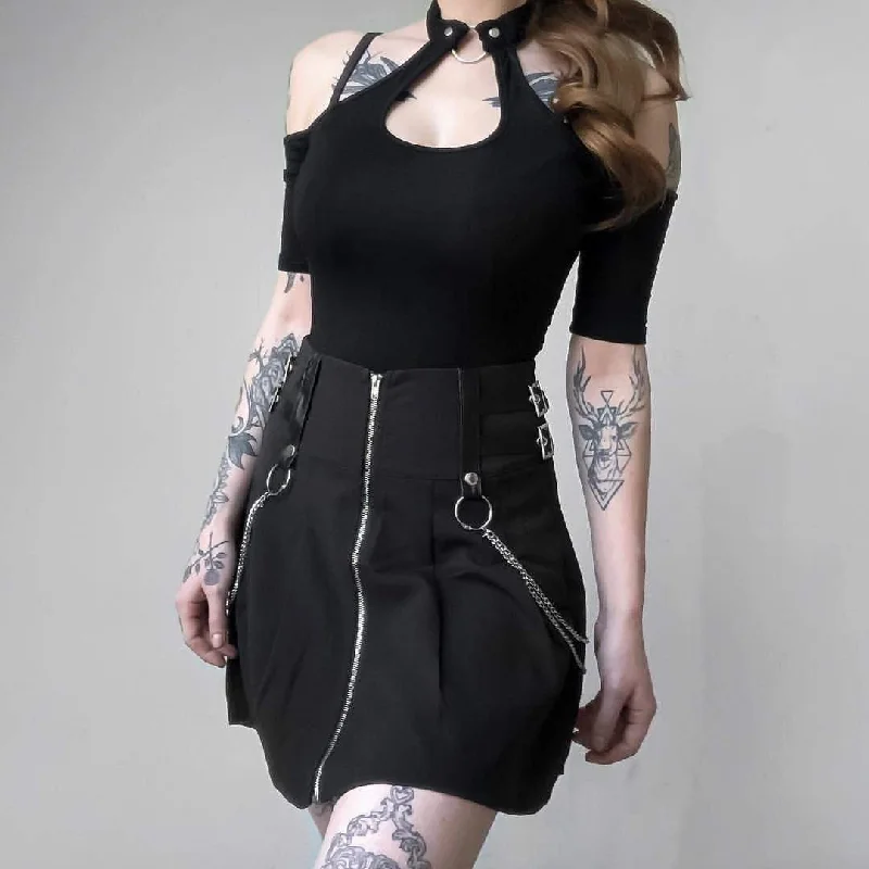 Women's Punk Off Shoulder Fitted Choker Top