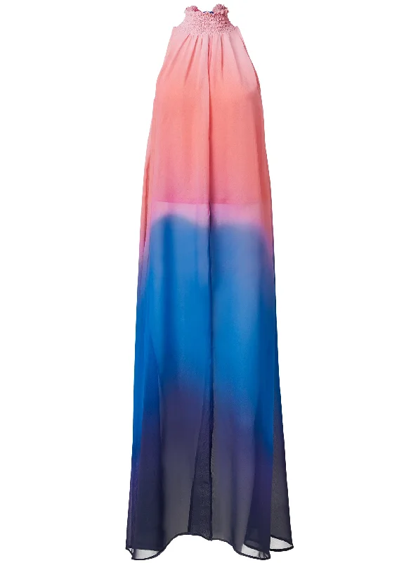 Ombre mock-neck maxi top - Coral Multi