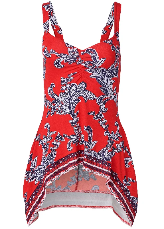 Paisley and patriotic tank - Red and Blue