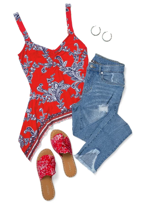 Paisley and patriotic tank - Red and Blue