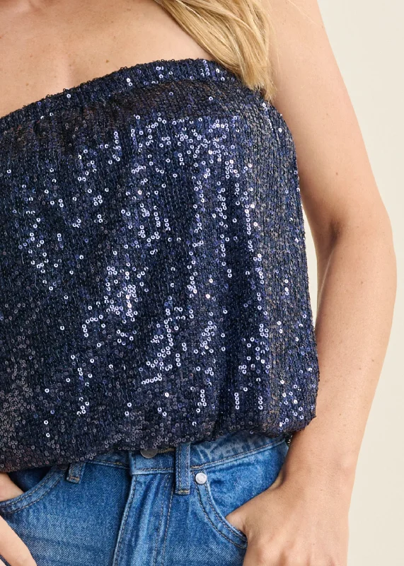 Sequin tube top - Navy