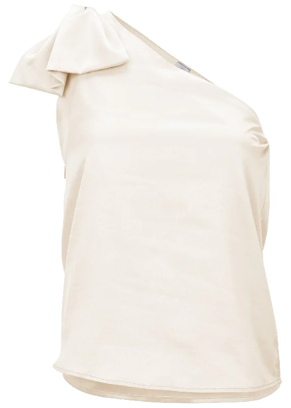 Bow detail one-shoulder top - Off White